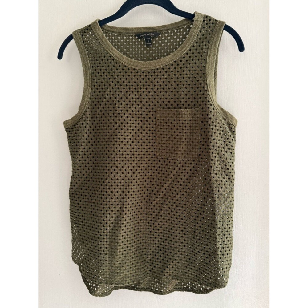 Banana Republic Olive Green Eyelet Mesh Tank Top Size SP